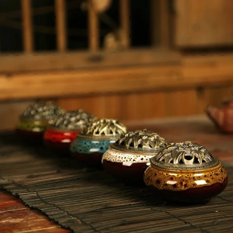 Ceramic Tenmoku Incense Burner